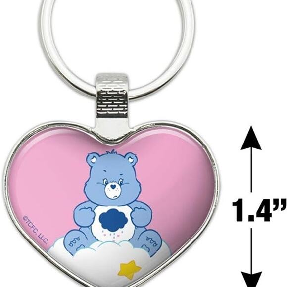 Care Bears Grumpy Bear Keychain Heart Love Metal Key Chain Ring - Picture 3 of 6